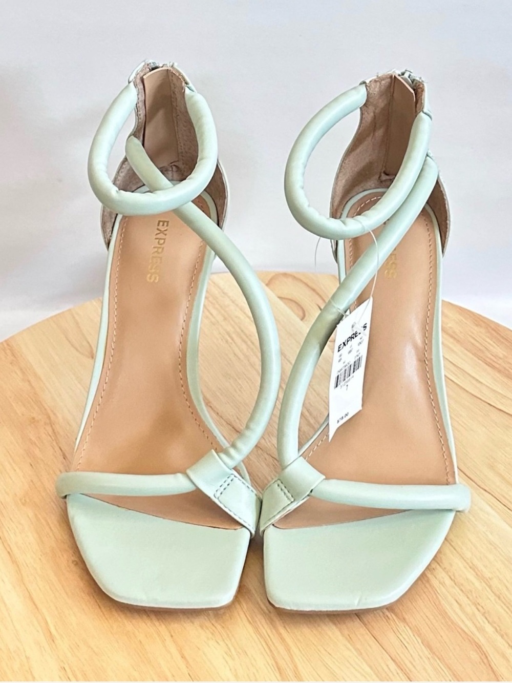 Express Mint Green Strappy Ankle-Heel Sandals size 7